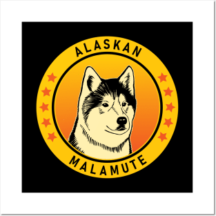 Alaskan Malamute Dog Portrait Posters and Art